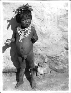 Small Hopi boy, the son of a Snake Priest, at the pueblo of Walpi, Arizona, ca.1898 (CHS-4637)