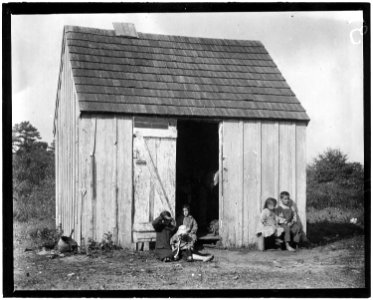 Small shack on Forsythe's Bog occupied by DeMarco family, 10 in the family living in this one room. Room is 10 feet x... - NARA - 523268 photo