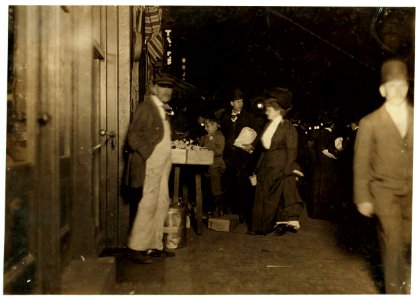 Small vendor, selling late night in Boston, Market. LOC nclc.03311