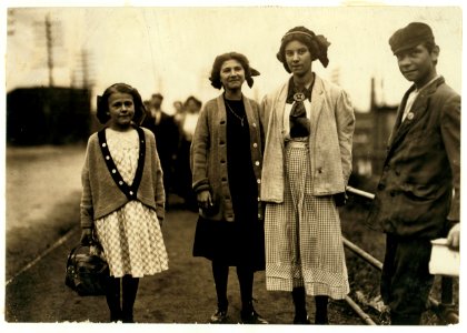 Smallest girl in picture is Antionette Pothier, 32 Easton St. (See 2477). LOC nclc.02367