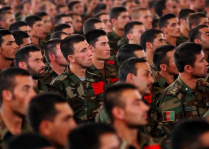 Some trainees from National Military Academy of Afghanistan(NMAA) listen to a speech (4724574806)