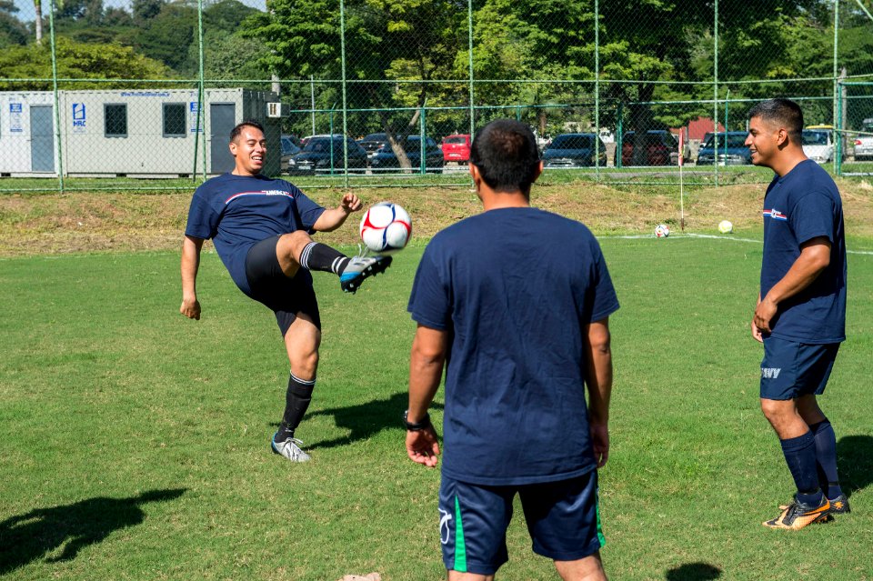 Soccer match with Brazilian navy 140806-N-MD297-154