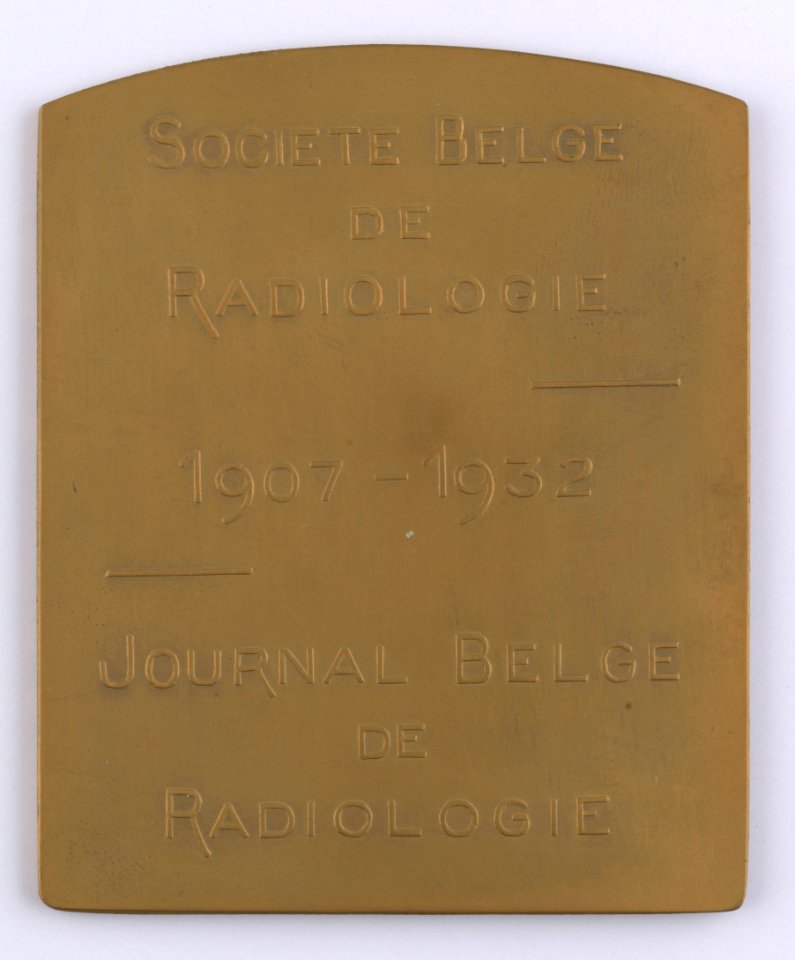 Société Belge de Radiologie - Journal Belge de Radiologie 1907-1932, plaquette by Pierre Theunis, Belgium, 1932, Coins and Medals Department of the Royal Library of Belgium, 2N83 - 10 (verso)