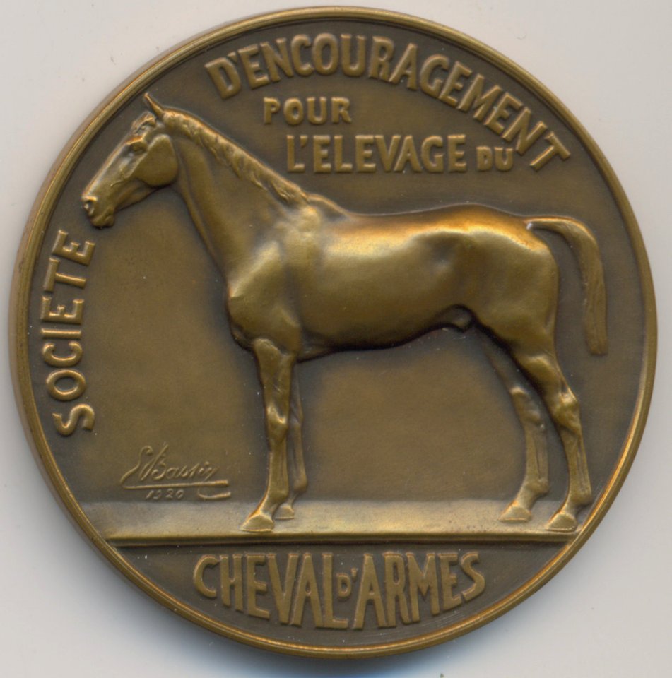 Société d'Encouragement pour l'Elévage du Cheval d'Armes, medal by Jacques Marin (1877-1950), Belgium, 1920, Coins and Medals Department of the Royal Library of Belgium, 2M344 - 1 (verso)