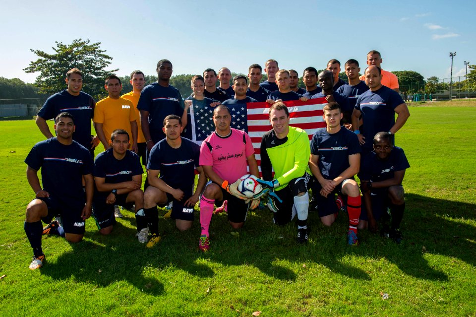 Soccer match with Brazilian navy 140806-N-MD297-057