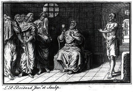 Socrates) seated, holding cup of hemlock LCCN2002737399