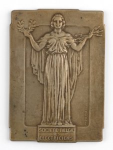 Société Belge des Electriciens, plaquette by Pierre Theunis, Belgium, (1940), Coins and Medals Department of the Royal Library of Belgium, 2N175 - 15 (recto)