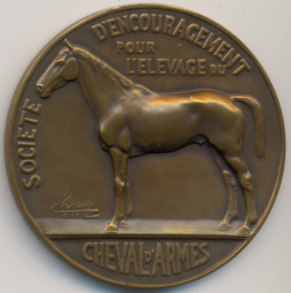 Société d'Encouragement pour l'Elévage du Cheval d'Armes, medal by Jacques Marin (1877-1950), Belgium, 1920, Coins and Medals Department of the Royal Library of Belgium, 2M344 - 2 (verso)