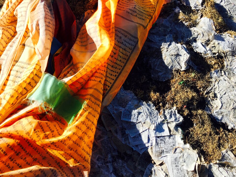 Prayer flags tibetan buddhism photo