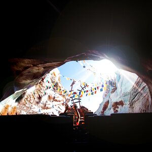 Amusement park rock formation rides photo