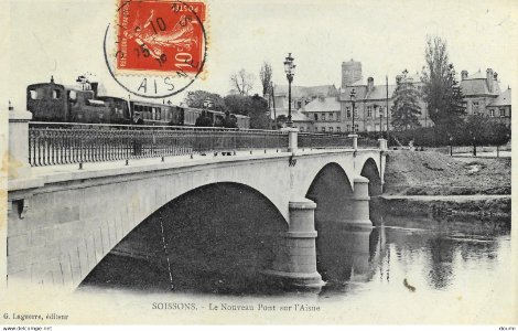 Soissons – Le Nouveau Pont sur l'Aisne - Train C.B.R. Chemin de fer de la banlieue de Reims