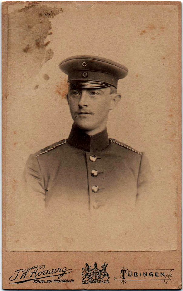 Soldatenfoto von J. W. Hornung, Tübingen, 1899