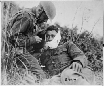 Soldier of Company K, 110th Regiment Infantry (formerly 3rd and 10th Infantry, Pennsylvania National Guard), just... - NARA - 530760