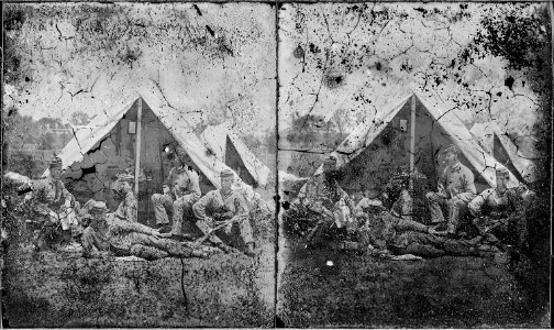Soldiers in front of tent - NARA - 527685