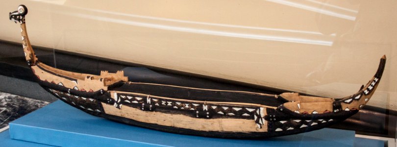 Solomon Islands, canoe with bird shaped bow, model in the Vatican Museums