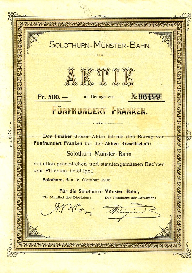 Solothurn-Münster-Bahn 1906