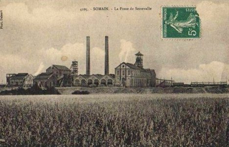 Somain - Fosse De Sessevalle, puits n° 2 en fin de construction