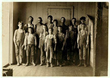 Some of the men and boys in Newton (N.C.) Cotton Mills. Plenty of youngsters here. Out of 150 employees, there were about 20 who looked to be 12 years old and under. LOC cph.3b21315