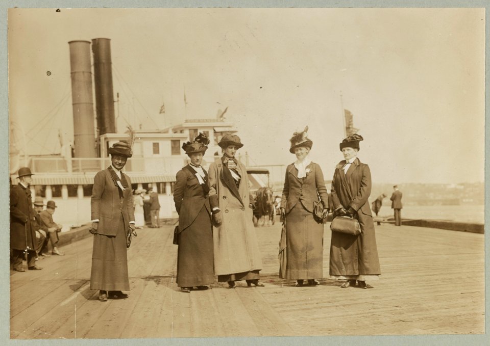 Some of the anti-suffrage leaders who took 1200 people up the Hudson for their Decoration Day picnic - L to R- Mrs. George Phillips, Mrs. K. B. Lapham, Miss Burnham, Mrs. Everett P. Wheeler, LCCN2012646086