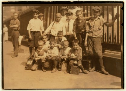 Some of the young bootblacks working around Trinity Church, New York City, July 25, 1924. LOC nclc.04039