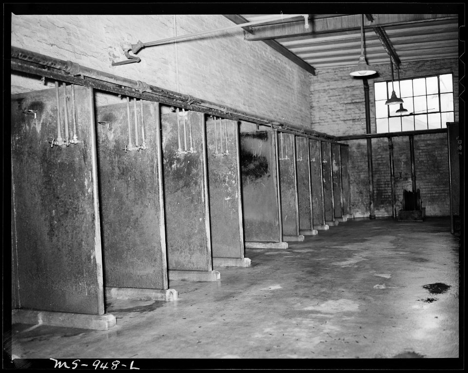 Some of the showers in the bathouse for miners. Tennessee Coal, Iron & R.R. Company, Edgewater Mine, Birmingham... - NARA - 540621