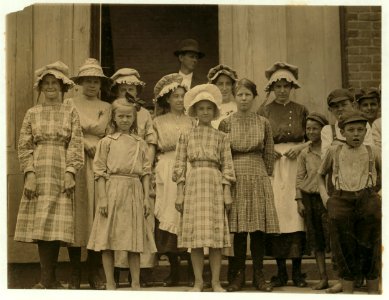 Some of the young girls working in the Pelzer S.C. Mfg. Co. Not the youngest. Some of them seem surely under 12. All in the photo work. LOC nclc.02624