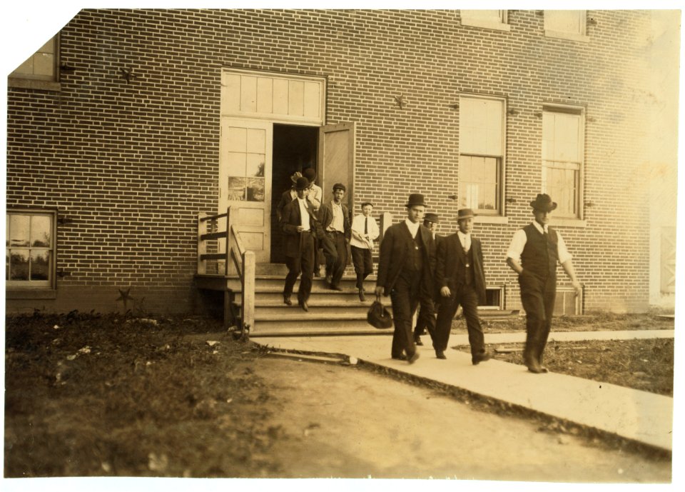 Some of the Young Boys Working in the Robert Johnson Rand Shoe Factory, Washington, Mo. (Branch of St. Louis firm making Star shoes) On left end is Henry Detmer, who said he has been working LOC nclc.04693