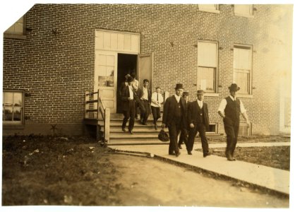 Some of the Young Boys Working in the Robert Johnson Rand Shoe Factory, Washington, Mo. (Branch of St. Louis firm making Star shoes) On left end is Henry Detmer, who said he has been working LOC nclc.04693