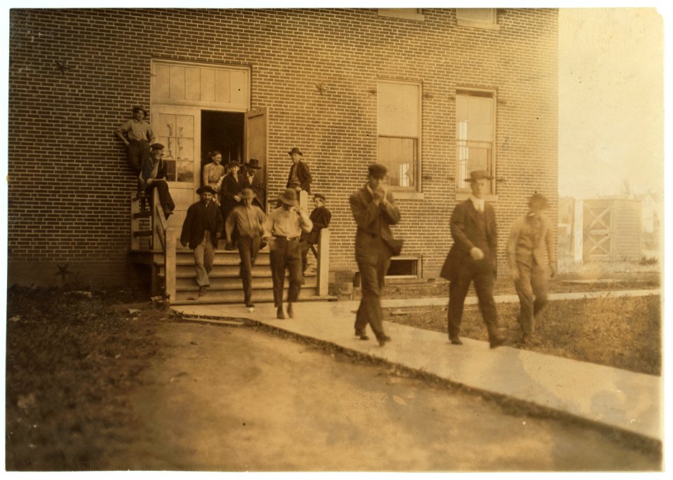 Some of the Young Boys Working in the Robert Johnson Rand Shoe Factory, Washington, Mo. (Branch of St. Louis firm making Star shoes.) On left end is Henry Detmer, who said he has been LOC nclc.04694