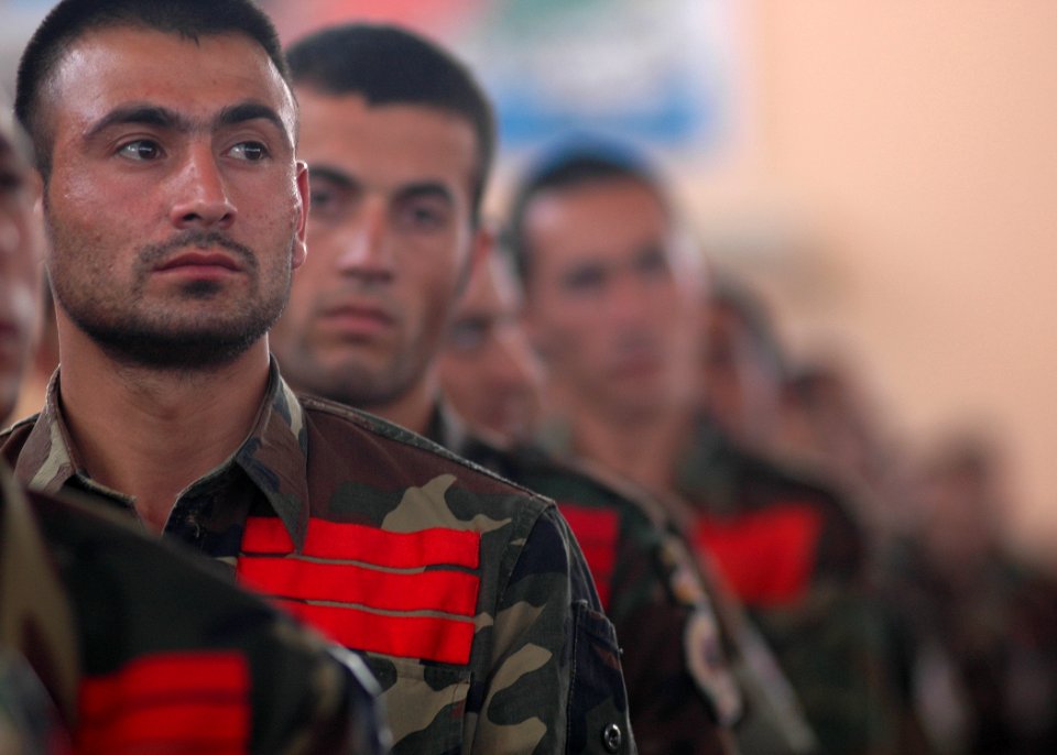 Some trainees from National Military Academy of Afghanistan(NMAA) listen to a speech (4724586008)