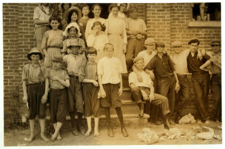 Some young boys and girls work in the Elizabeth Knitting Mills, Berkley, Va. I did not see very many. Following are names of some of the youngest-working in the finishing and seaming rooms- LOC nclc.02206