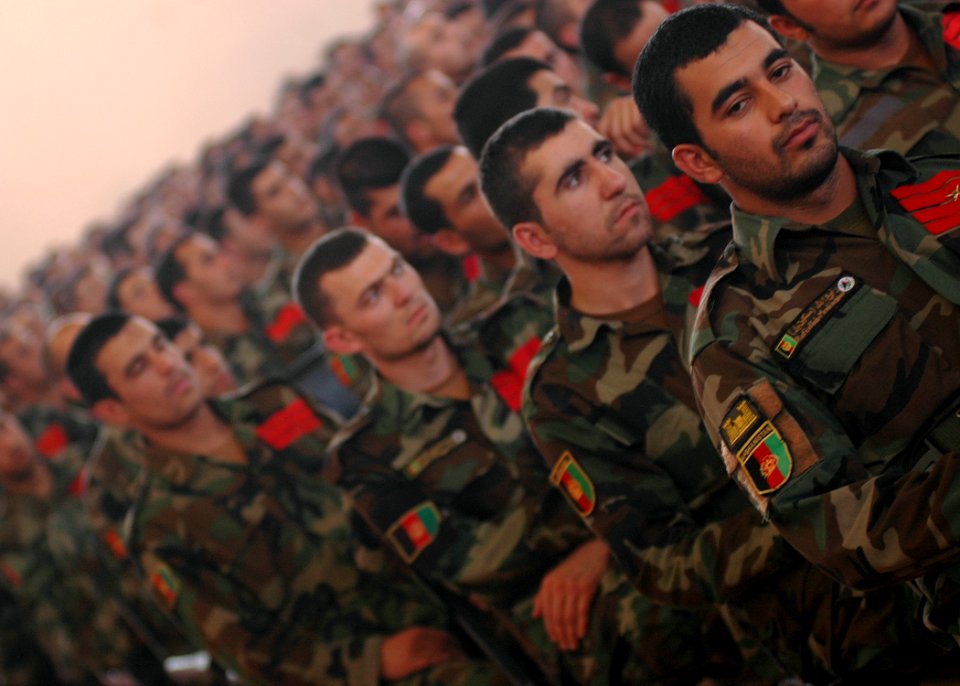 Some trainees from National Military Academy of Afghanistan(NMAA) listen to a speech (4724563260)