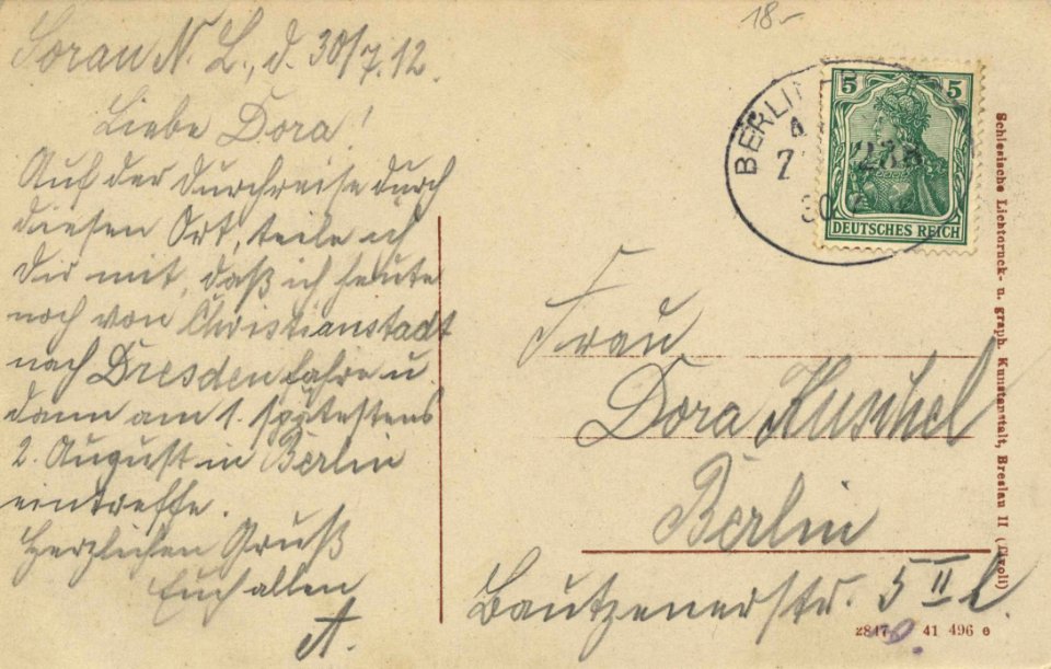 Sorau N.-L., Ostbrandenburg - Zwei-Kaiser-Denkmal (back) (Zeno Ansichtskarten)