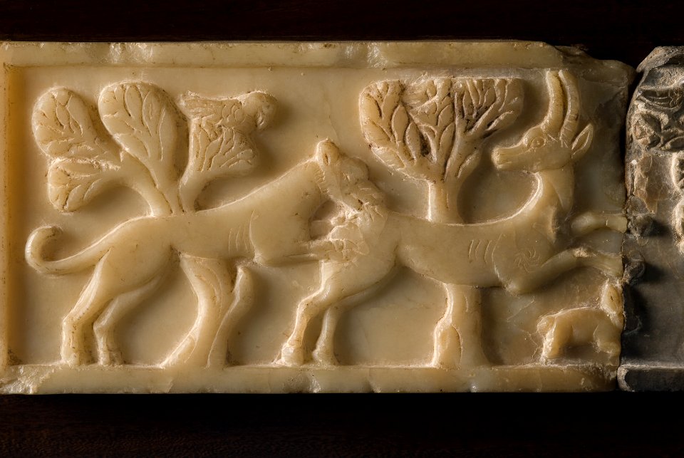 South Arabian - A Lion and a Leopard Attacking Animals - Walters 2171 - Detail A