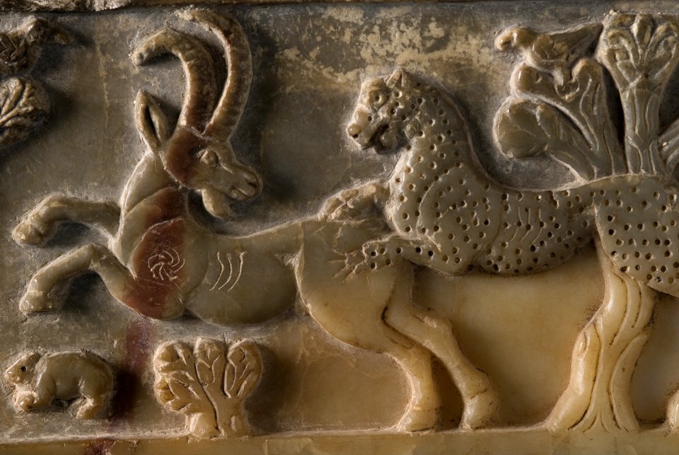 South Arabian - A Lion and a Leopard Attacking Animals - Walters 2171 - Detail B