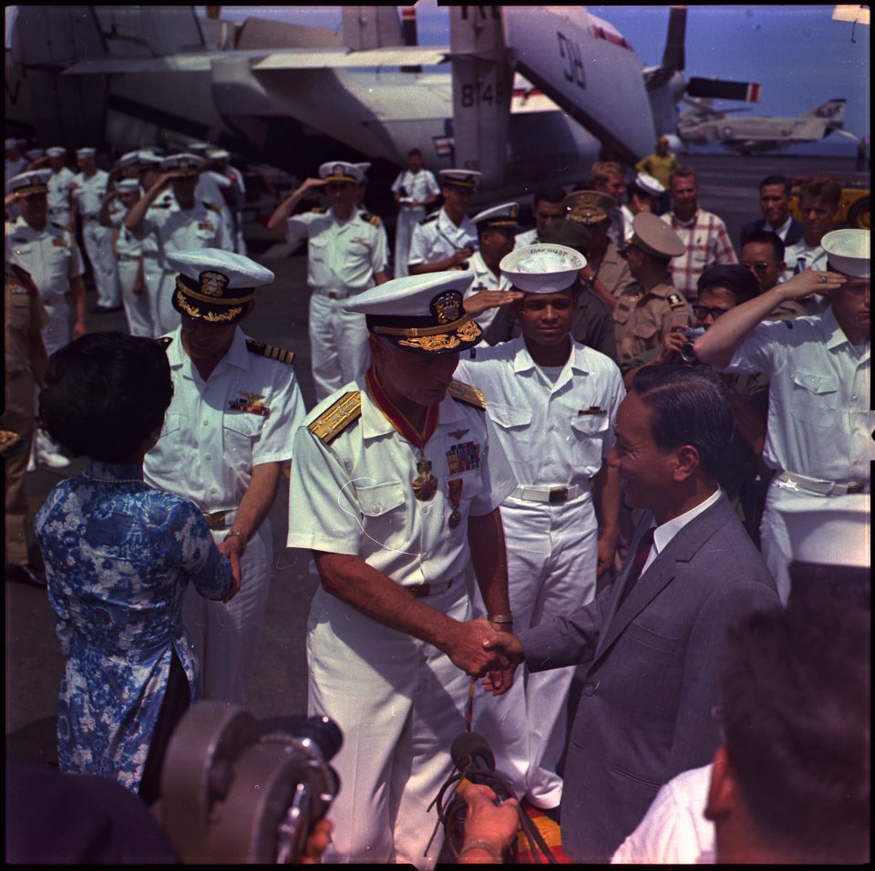 South China Sea...Captain William R. Flanagan, Commanding officer of the attack aircraft carrier USS Constellation... - NARA - 558520