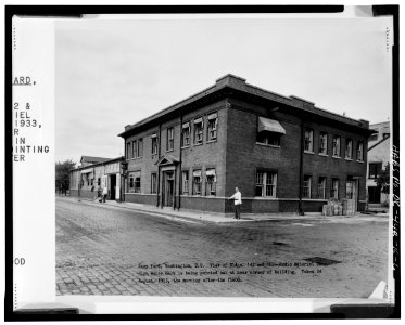 South front and east elevations, loking northwest building 142