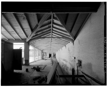 South view; Interior view of covered ramp to Street Car Waiting House from Station Building - North Philadelphia Station