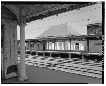 South-East view; Platform, canopy, and Station Building - north elevation (obscured) - North Philadelphia Station
