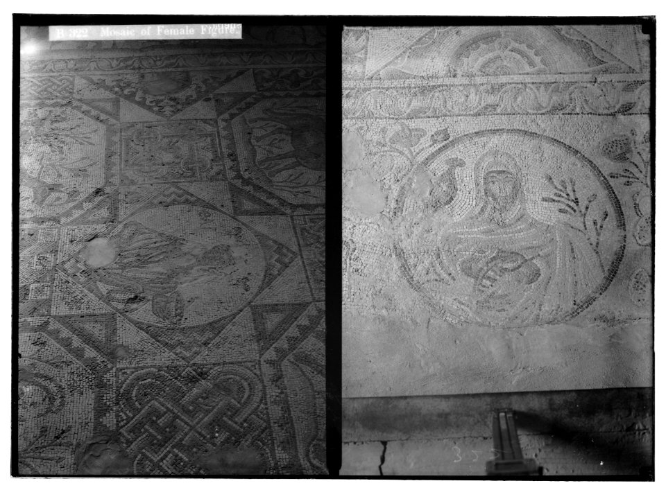 Southern Palestine. Mosaic of female figure (at Beit Jibrin); (Another view of mosaics). LOC matpc.05714