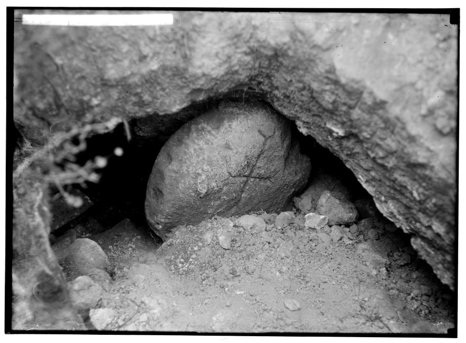 Southern Palestine. Rolling stone door with cross (Beit Jibrin). LOC matpc.01403
