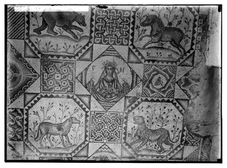 Southern Palestine. Mosaic of maiden with fruit (at Beit Jibrin). LOC matpc.05711