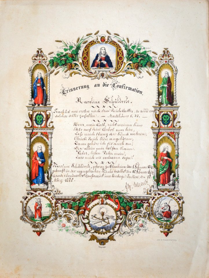 Souvenir de confirmation Obenheim 1888