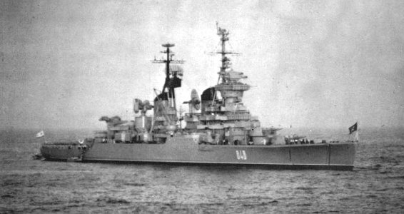 Soviet cruiser Dzerzhinskiy at anchor, in 1971