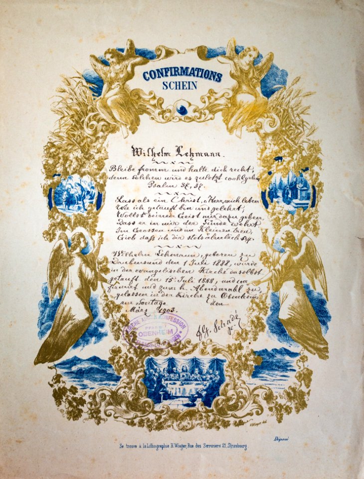 Souvenir de confirmation Obenheim 1903