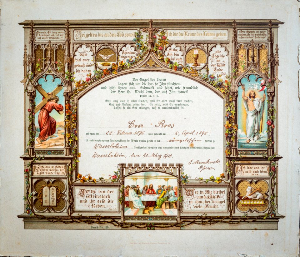 Souvenir de confirmation Wasselnheim 1910