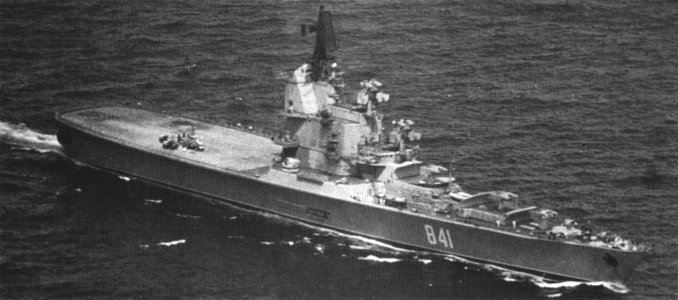 Soviet helicopter carrier Moskva underway c1970s