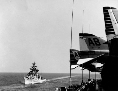 Soviet Kashin-class destroyer seen from USS Franklin D. Roosevelt (CVA-42) in 1967