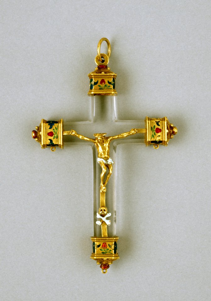 Spanish - Crucifix with Strawberries and Pansies - Walters 44511