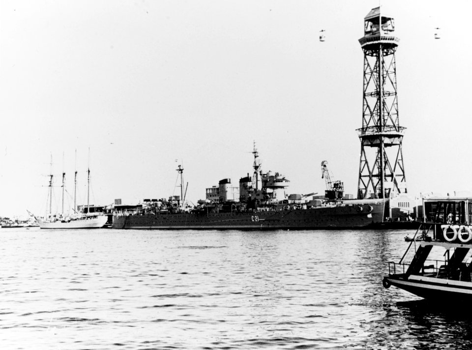 Spanish heavy cruiser Canarias at Barcelona c1970